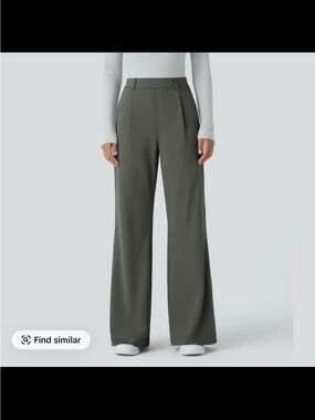 HALARA - Small TALL- High-Waisted Work Flare Pants - Deep Red Gray (32 inseam)